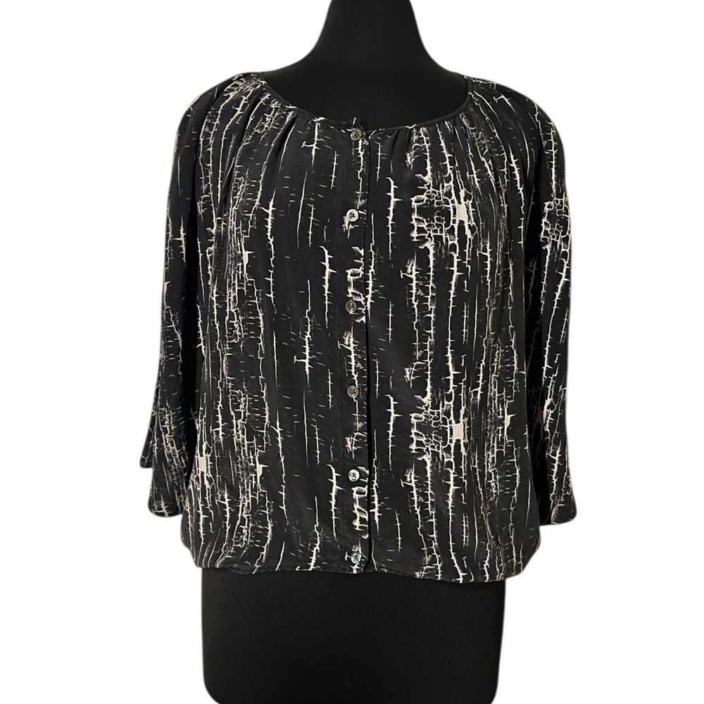 3/$20 💜 PODOLLS Silk Birch Bark Cracked Blouse M Corpgoth Boho Witchy Top